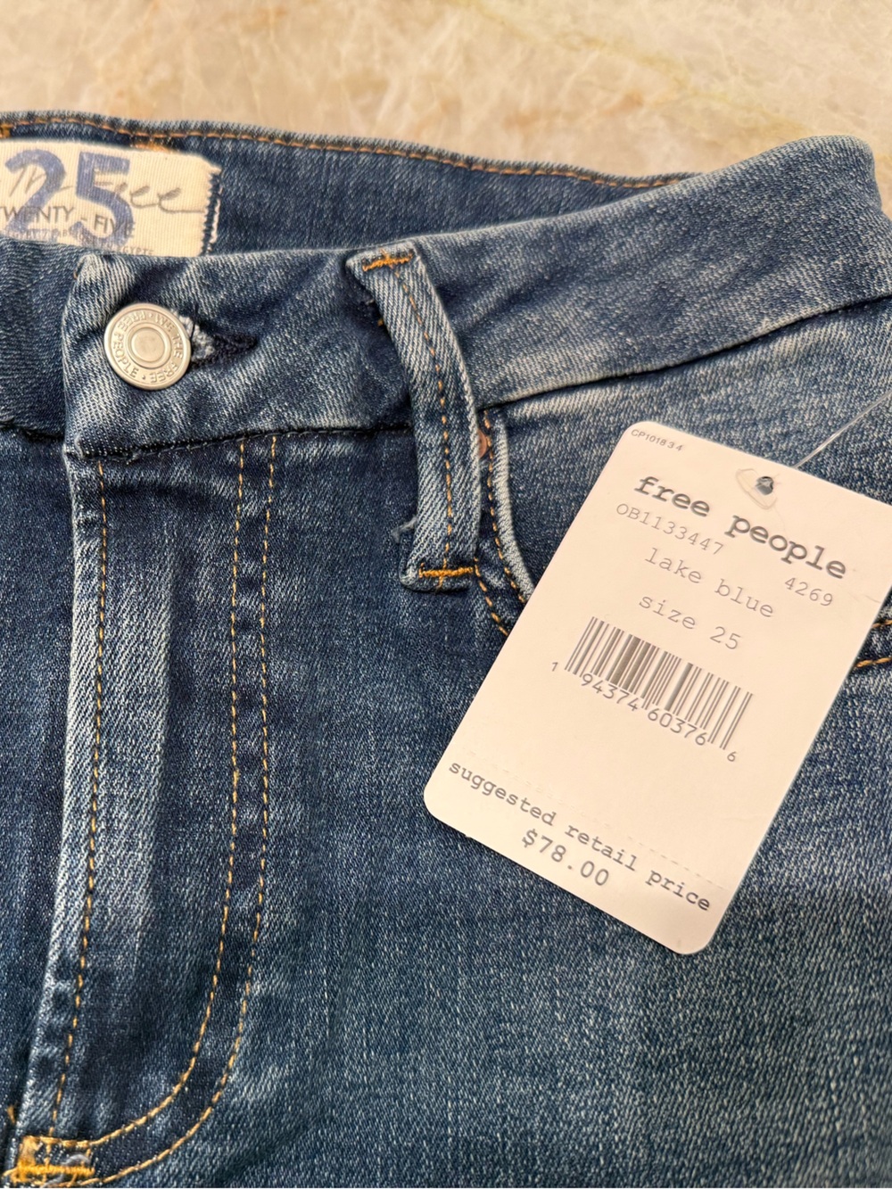 Free People Straight Leg Mid-Blue Denim Jeans